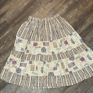Vintage Chaus Midi Skirt Size 14‎ Pleated Boho Geometric Brown Tan Earth Tones